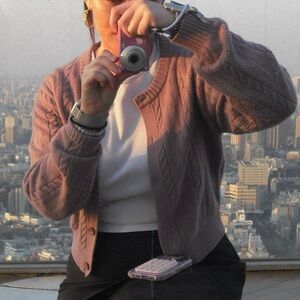 Aritzia Sunday best sweetspot cable knit purple cardigan